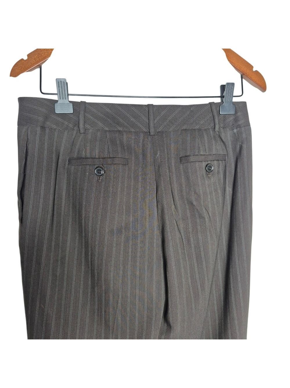 Ann Taylor Brown Pinstripe Wool Blend Dress Pants Size 4 - Picture 5 of 7